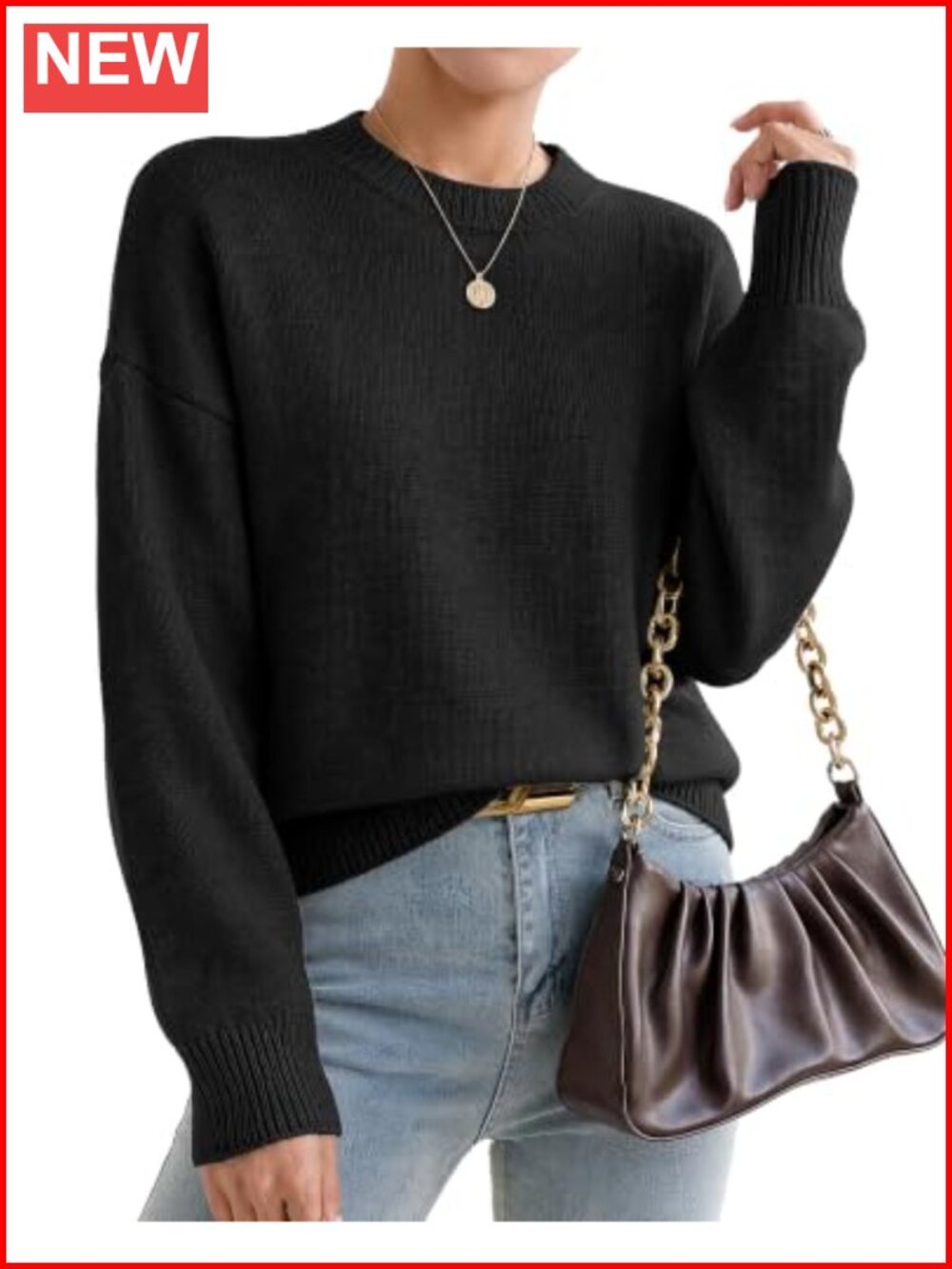 Cashmere Oversized Crewneck Pullover Sweater Women Loose Fit